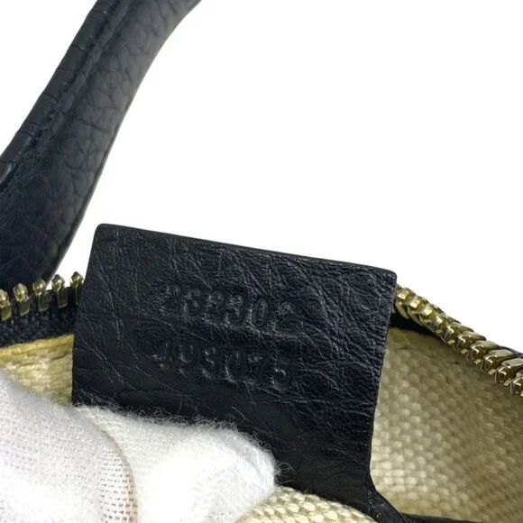 Gucci Soho Leather Mini Boston Bag Interlocking GG Logo Black - Picture 7 of 10